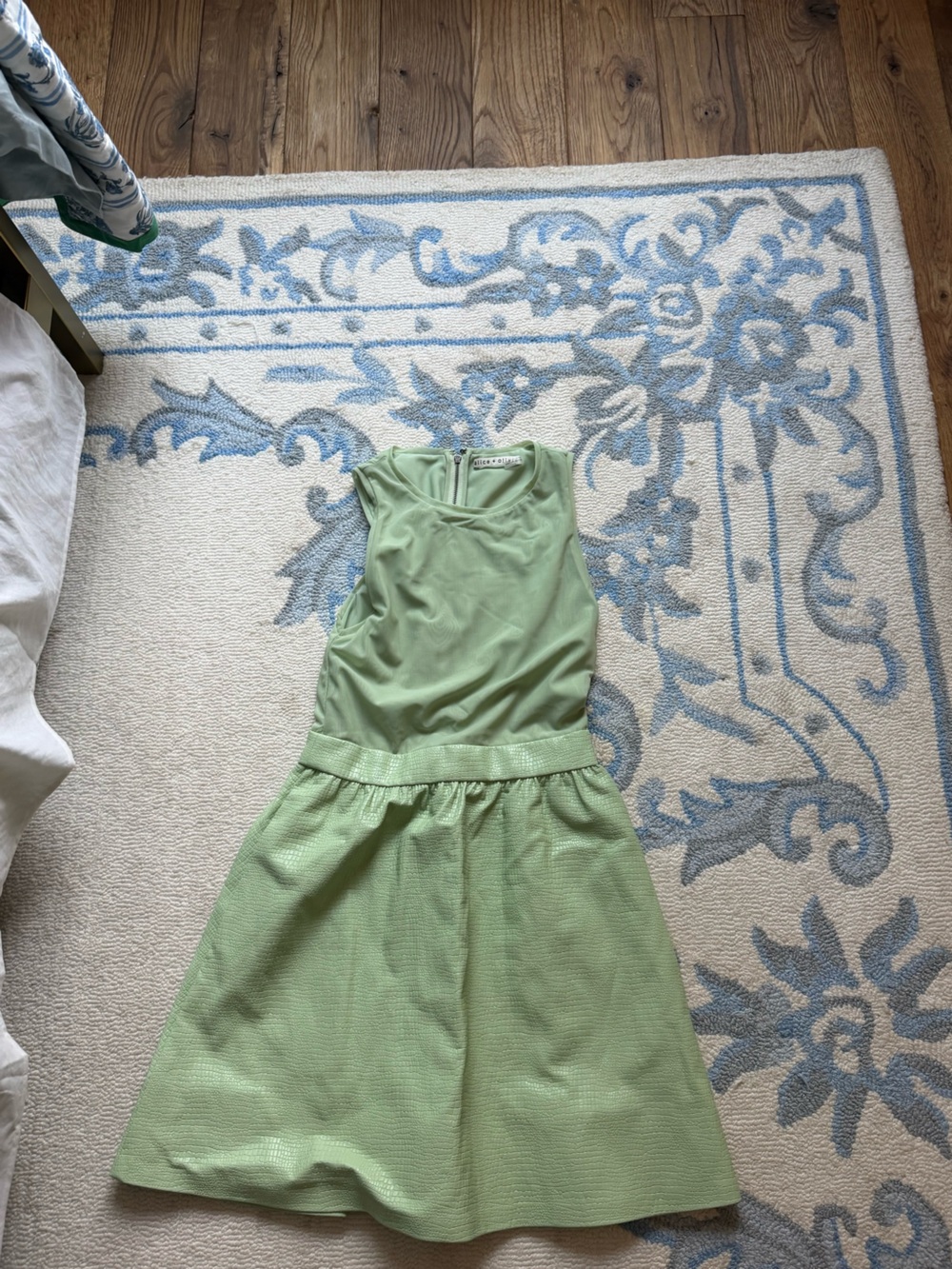 Alice + Olivia Mint Green Sleeveless Dress mint green picture on model last slid
